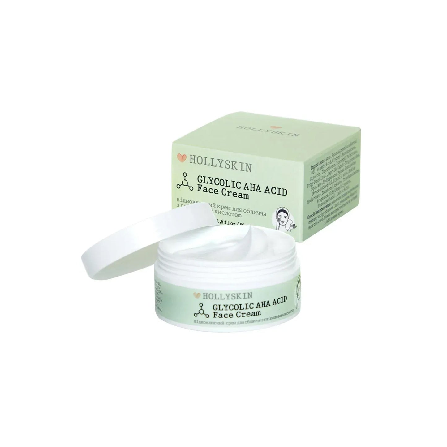 Відновлювальний крем для обличчя з гліколевою кислотою Glycolic AHA Acid Face Cream