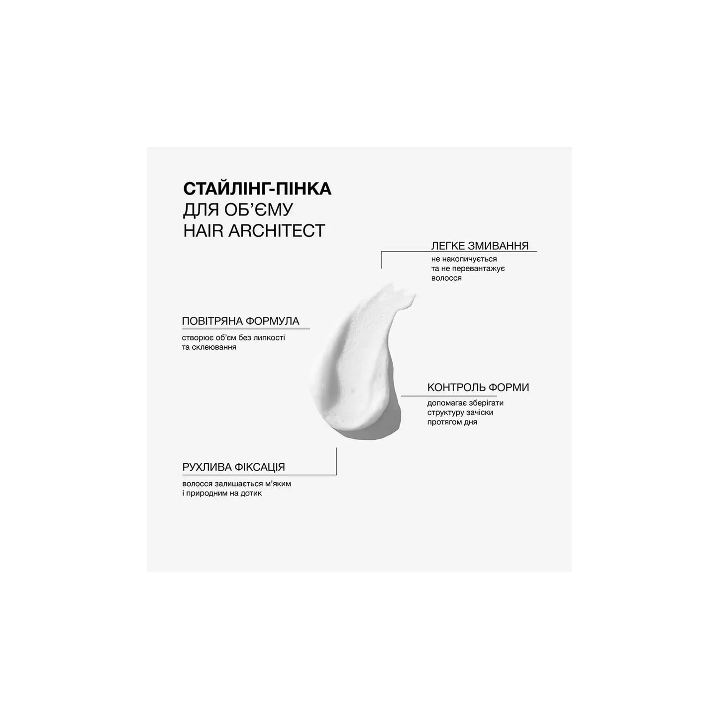 Стайлінг-пінка для створення обʼєму та структурування волосся Hair Architect