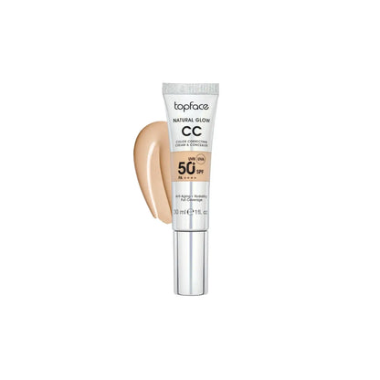 CC крем Natural Glow Cream & Concealer SPF 50 + №7 Warm Cookie – Жовто медовий Тональна основа