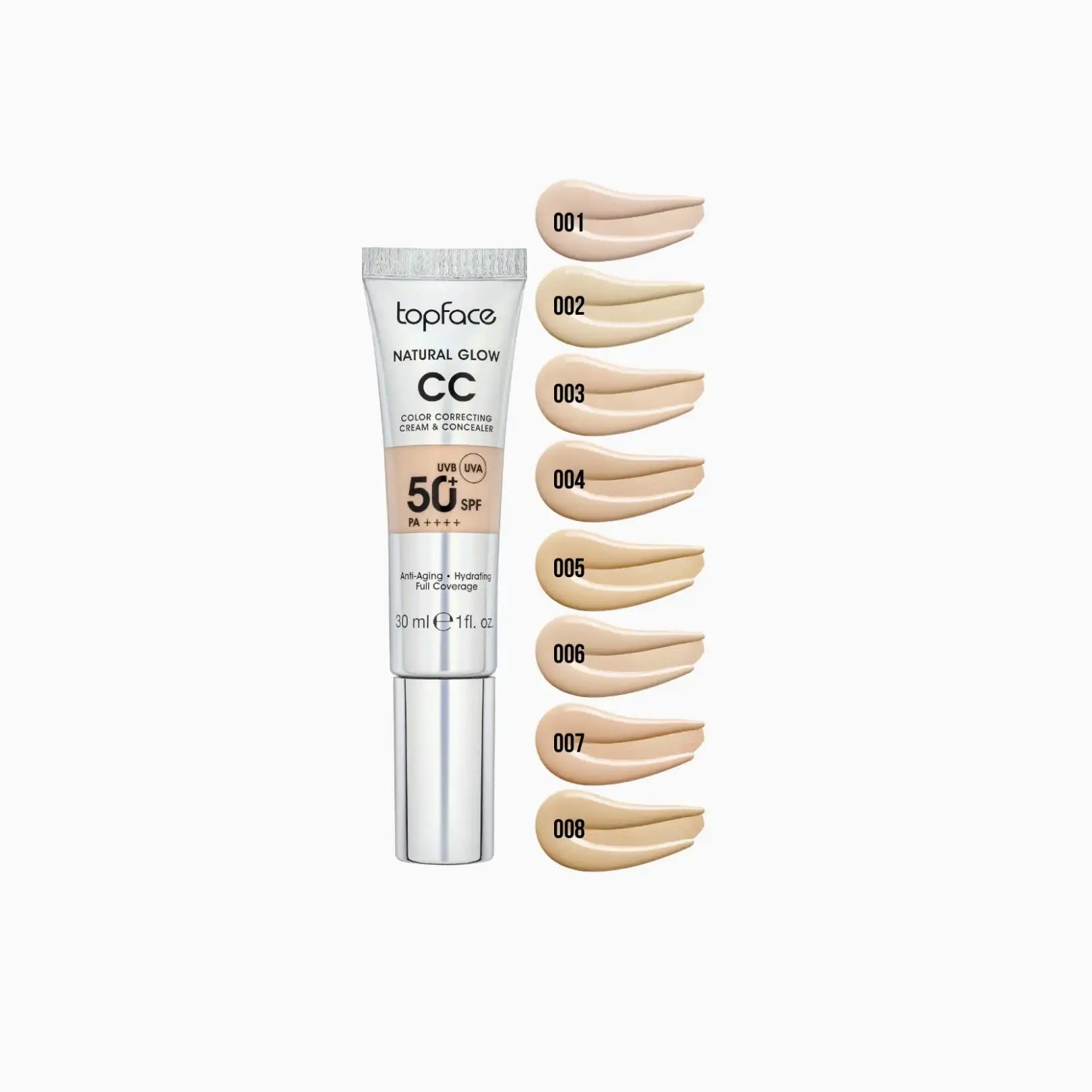 CC крем Natural Glow Cream & Concealer SPF 50 + Topface - Тональна основа