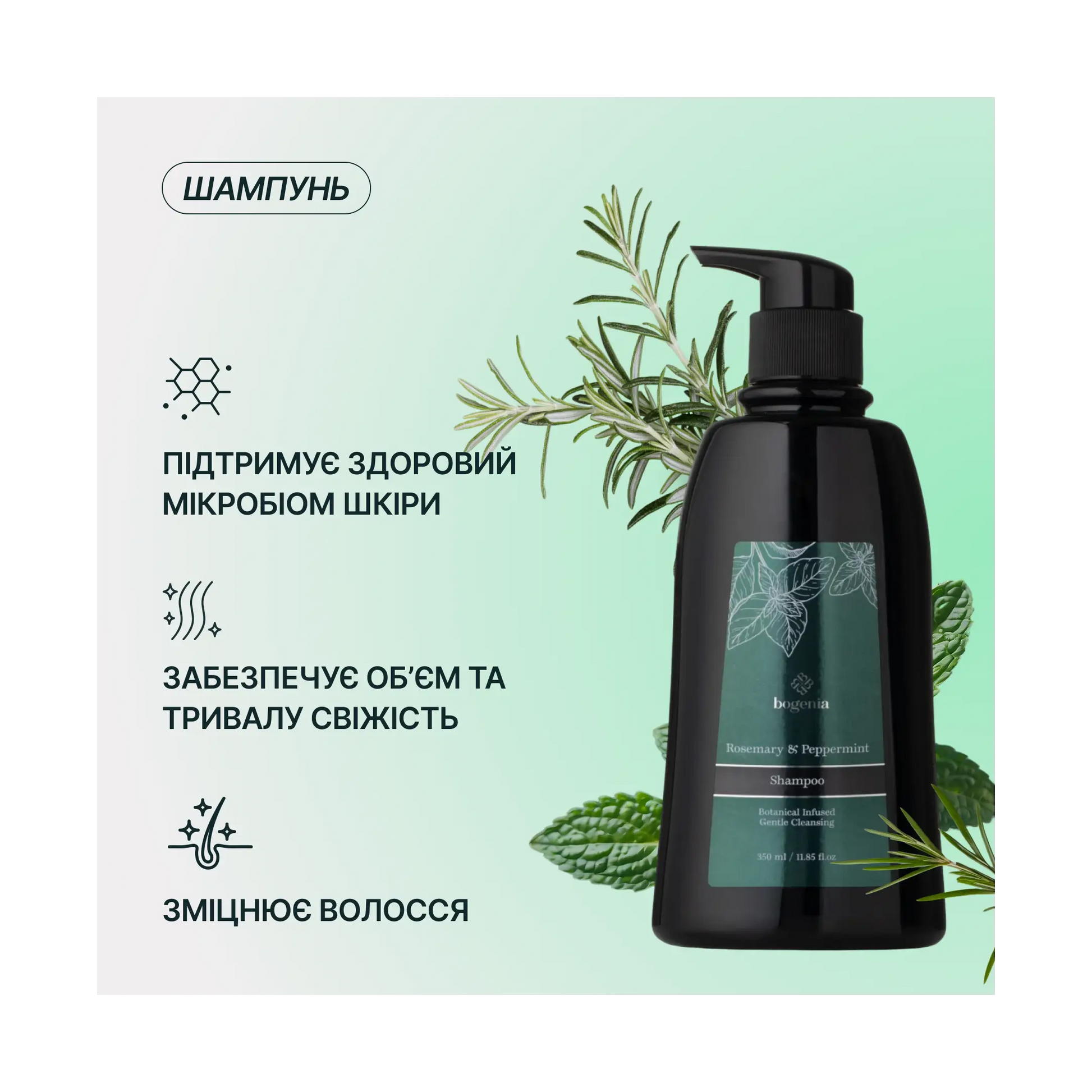 Шампунь для волосся Rosemary Peppermint Shampoo Bogenia - Шампунь