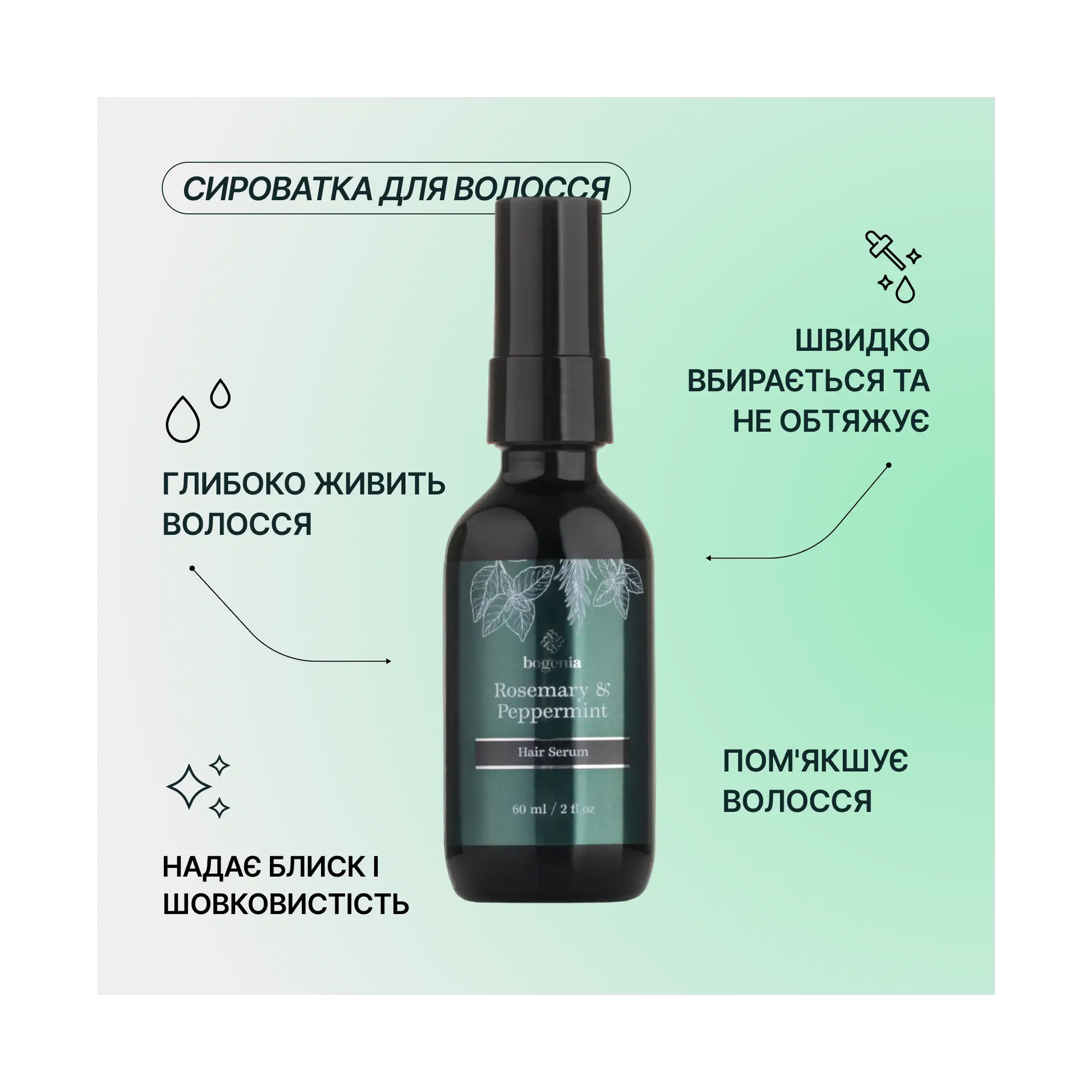 Сироватка для волосся Rosemary Peppermint Shampoo Bogenia - Сироватка для волосся